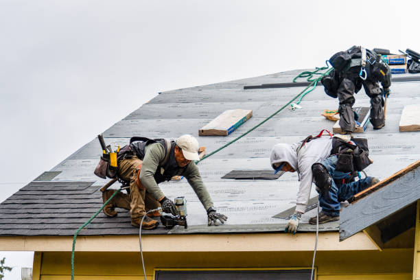 Professional Emergency Roof Repair technician working in Bloomsbury, NJ
